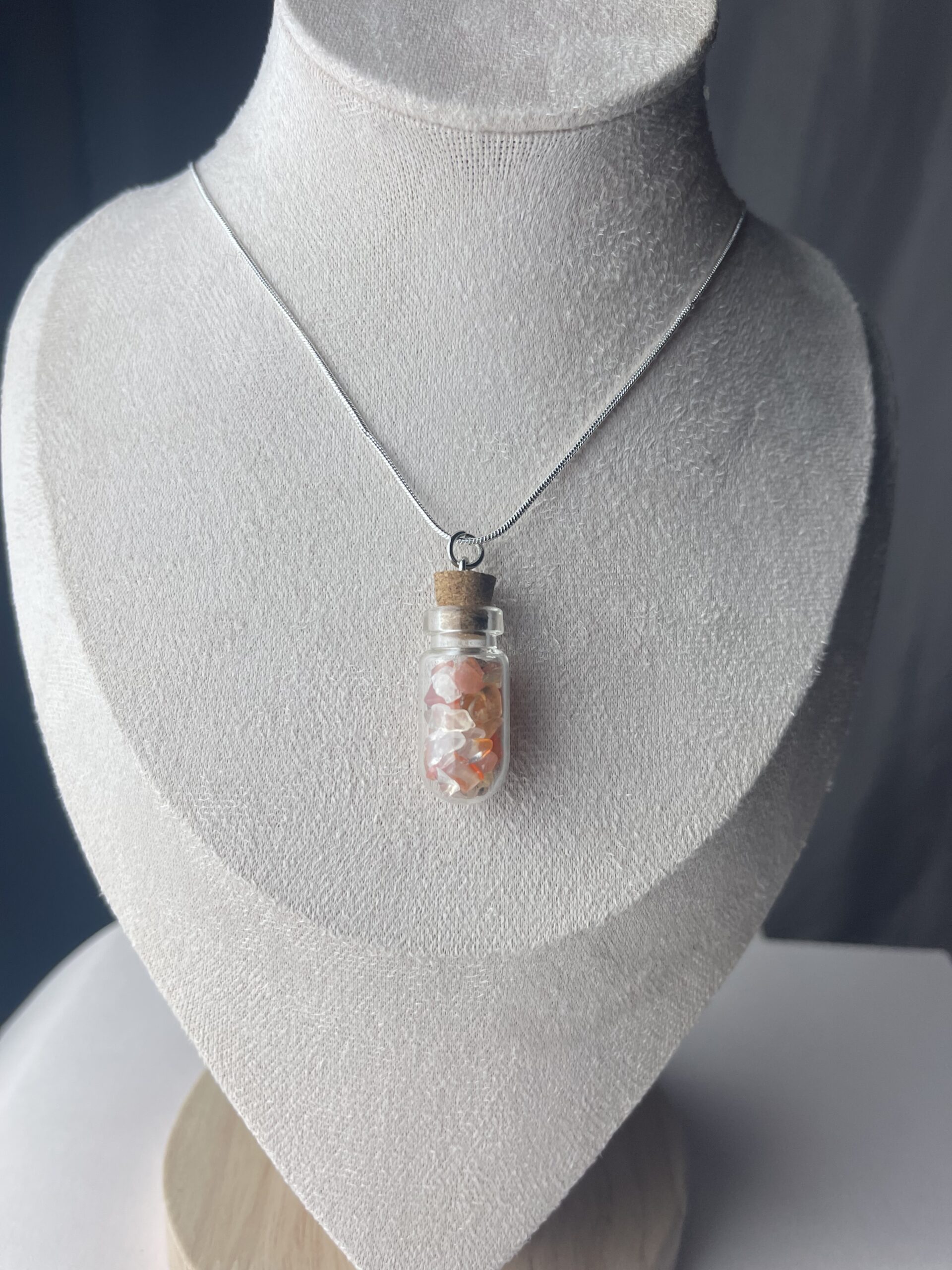 Crystal Chip Jar Necklace