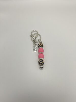 Silicone Pink/Leopard Keychains